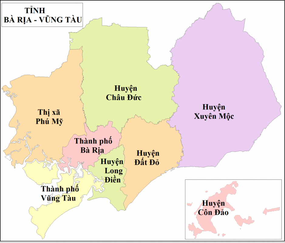 Bản đồ đơn vị hành chính BR-VT - Quy Hoạch xây dựng tỉnh Bà Rịa Vũng Tàu