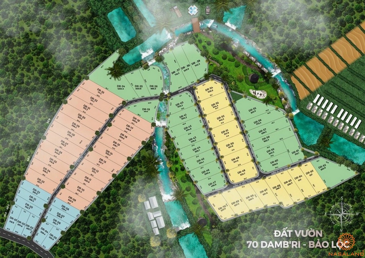 Mặt bằng tổng thể dự án đất vườn 70 Dambri Bảo Lộc