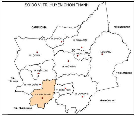 Vị trí địa lý Huyện Chơn Thành