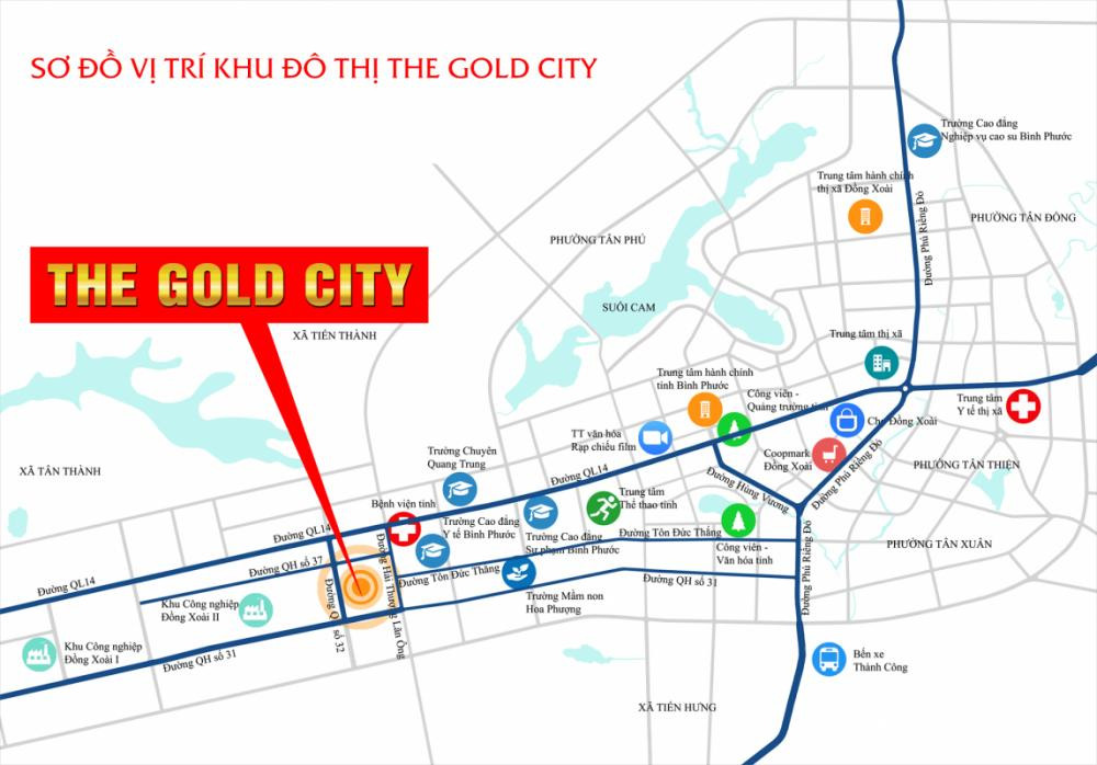 Vị trí dự án The Gold City Đồng Xoài